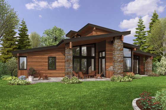 Exterior - Rear Elevation for Contemporary House Plan #48-1067 - 5 bed, 3.5 bath