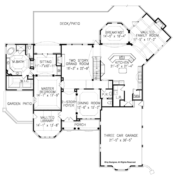 House Plan Design - European Floor Plan - Main Floor Plan #54-278