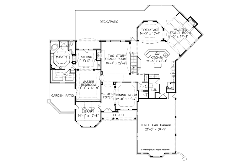 Home Plan - Floor Plan - Main Floor for European House Plan #54-278 - 4 bed, 4.5 bath