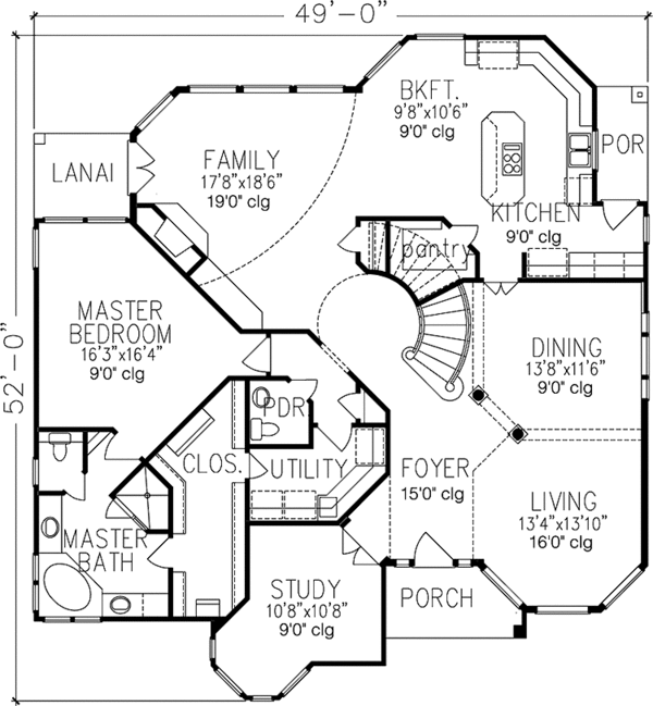 Dream House Plan - European Floor Plan - Main Floor Plan #1021-7