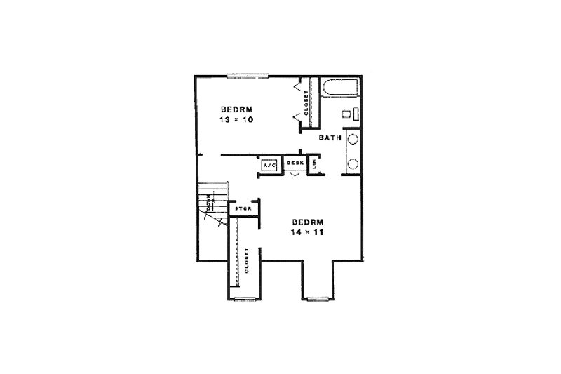 House Design - Floor Plan - Upper Floor for Country House Plan #14-217 - 3 bed, 2 bath