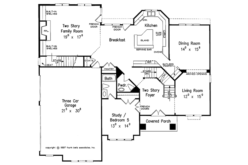 Home Plan - Floor Plan - Main Floor for Mediterranean House Plan #927-211 - 5 bed, 4.5 bath