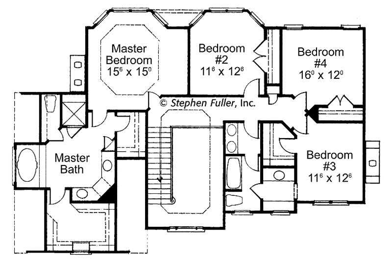 Home Plan - Floor Plan - Upper Floor for Colonial House Plan #429-380 - 4 bed, 2.5 bath