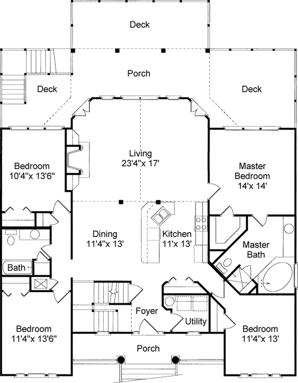 Architectural House Design - Country Floor Plan - Main Floor Plan #37-244