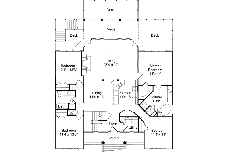 Dream House Plan - Floor Plan - Main Floor for Country House Plan #37-244 - 4 bed, 2 bath