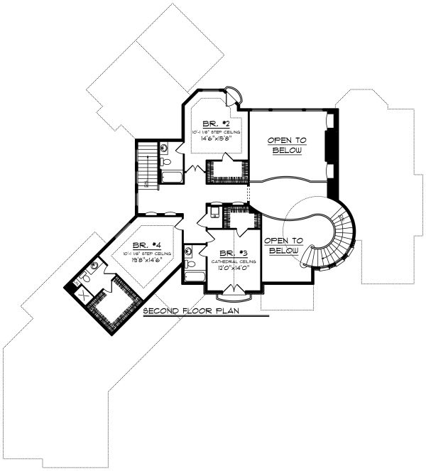Architectural House Design - European Floor Plan - Upper Floor Plan #70-1294