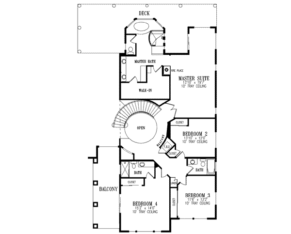 Adobe / Southwestern Floor Plan - Upper Floor Plan #1-858
