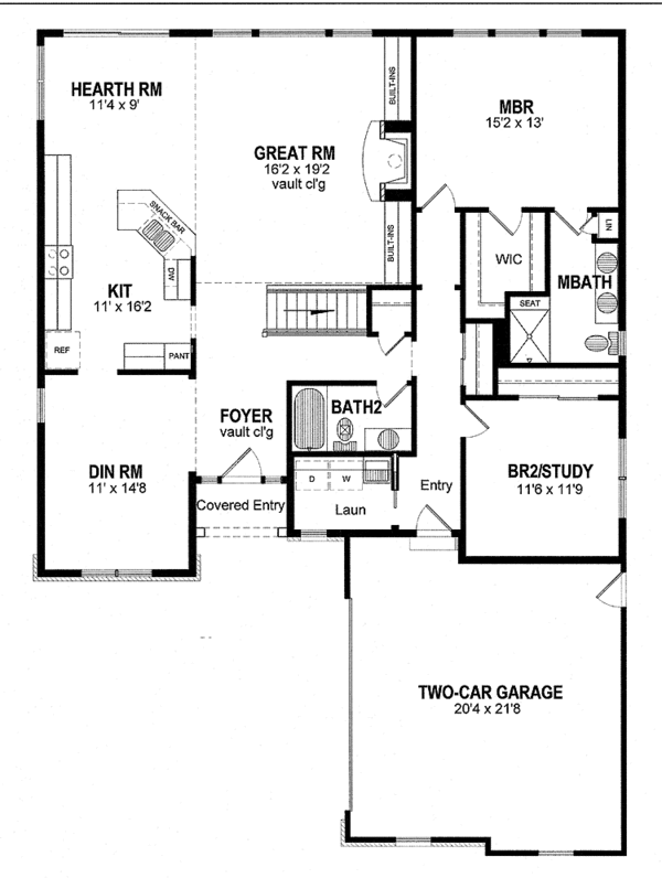 Architectural House Design - Craftsman Floor Plan - Main Floor Plan #316-259