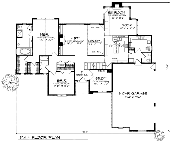 House Plan Design - Southern Floor Plan - Main Floor Plan #70-484