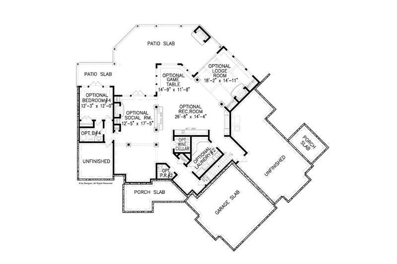 Home Plan - Floor Plan - Lower Floor for Craftsman House Plan #54-376 - 3 bed, 3.5 bath
