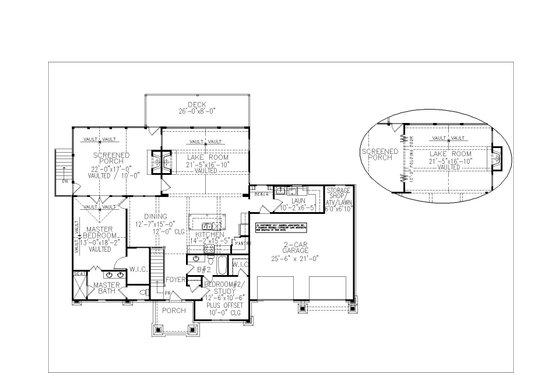 Floor Plan - Main Floor for Craftsman House Plan #54-441 - 4 bed, 3 bath