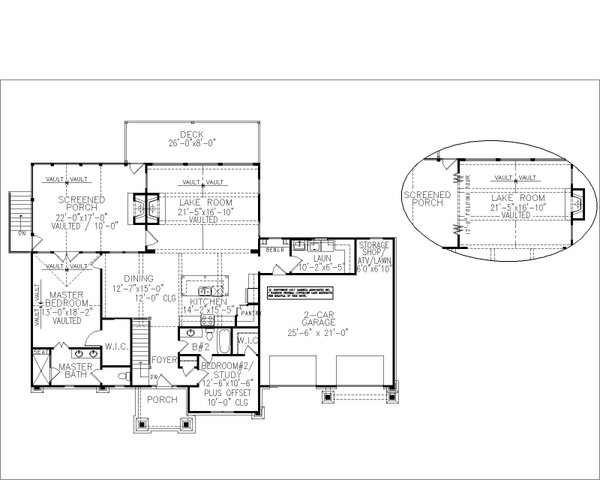 Craftsman Floor Plan - Main Floor Plan #54-441