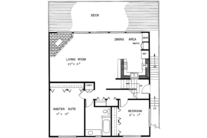 House Blueprint - Floor Plan - Upper Floor for Colonial House Plan #60-901 - 2 bed, 2 bath