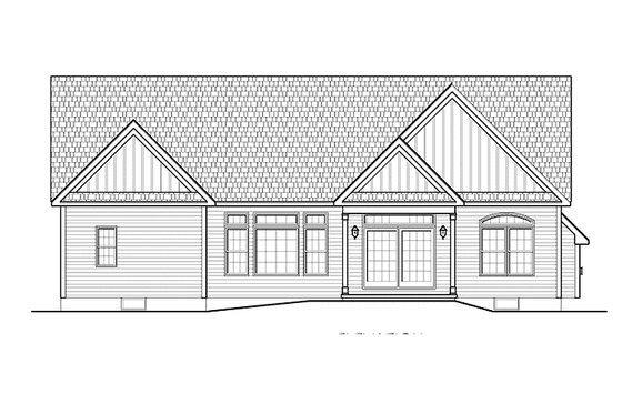 Exterior - Rear Elevation for Ranch House Plan #1010-28 - 3 bed, 2.5 bath