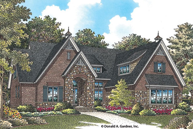 House Blueprint - European Exterior - Front Elevation Plan #929-956