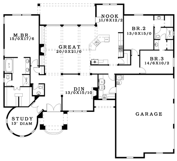 Dream House Plan - Tudor Floor Plan - Main Floor Plan #943-44