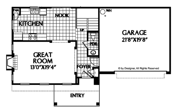 House Design - Colonial Floor Plan - Main Floor Plan #999-67