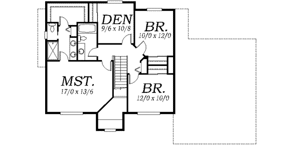 Colonial Floor Plan - Upper Floor Plan #130-126