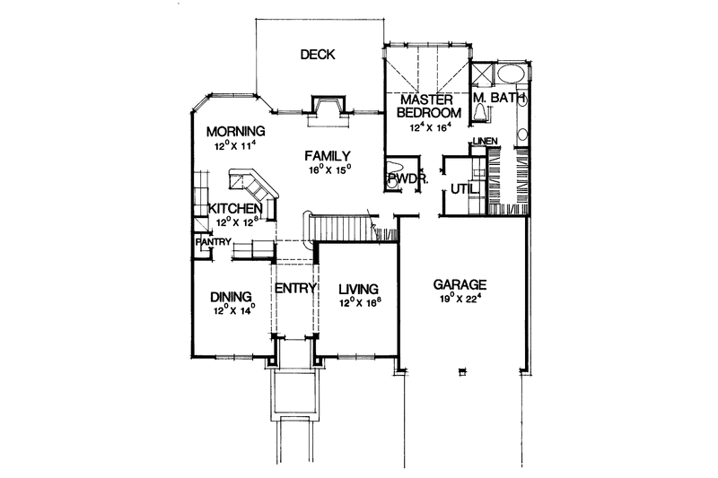 House Blueprint - Floor Plan - Main Floor for Country House Plan #472-108 - 3 bed, 2.5 bath