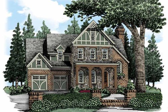 Exterior - Front Elevation 3 for European House Plan #927-484 - 4 bed, 4 bath