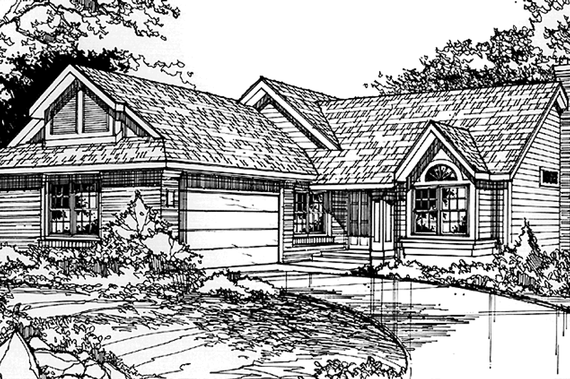 Architectural House Design - Prairie Exterior - Front Elevation Plan #320-1090