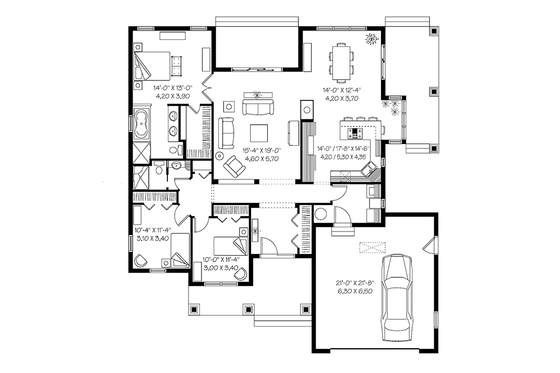 Floor Plan - Main Floor for Traditional House Plan #23-2528 - 3 bed, 2 bath