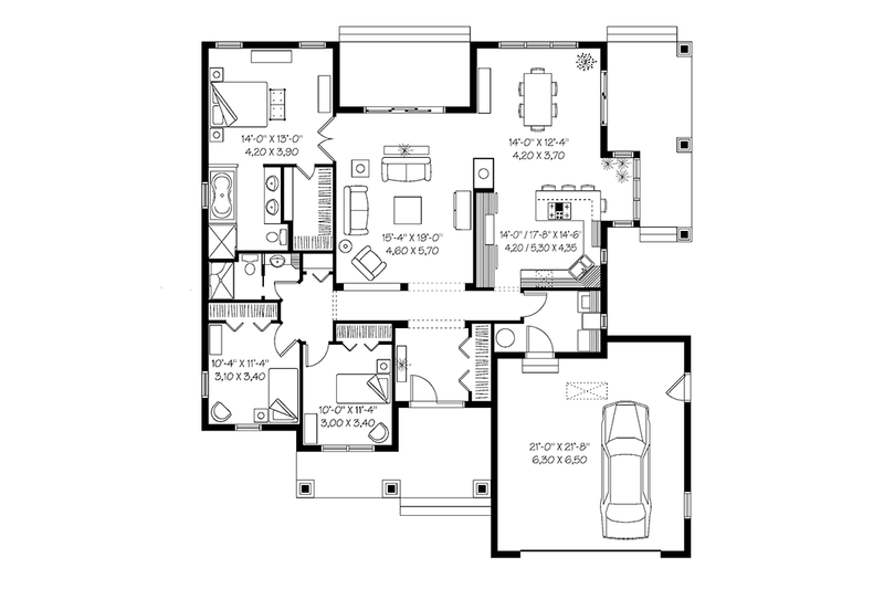 Dream House Plan - Floor Plan - Main Floor for Traditional House Plan #23-2528 - 3 bed, 2 bath