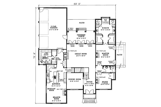 Floor Plan - Main Floor for European House Plan #17-2715 - 3 bed, 3.5 bath