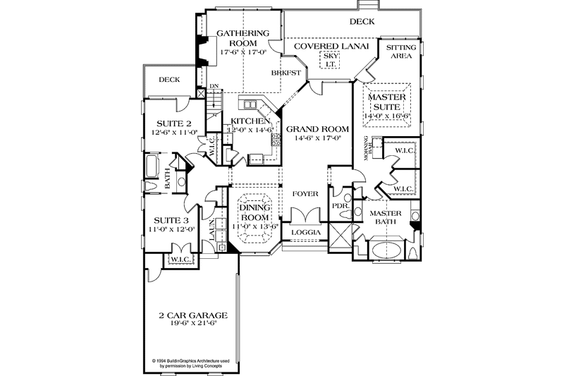 Home Plan - Floor Plan - Main Floor for Traditional House Plan #453-522 - 3 bed, 3.5 bath