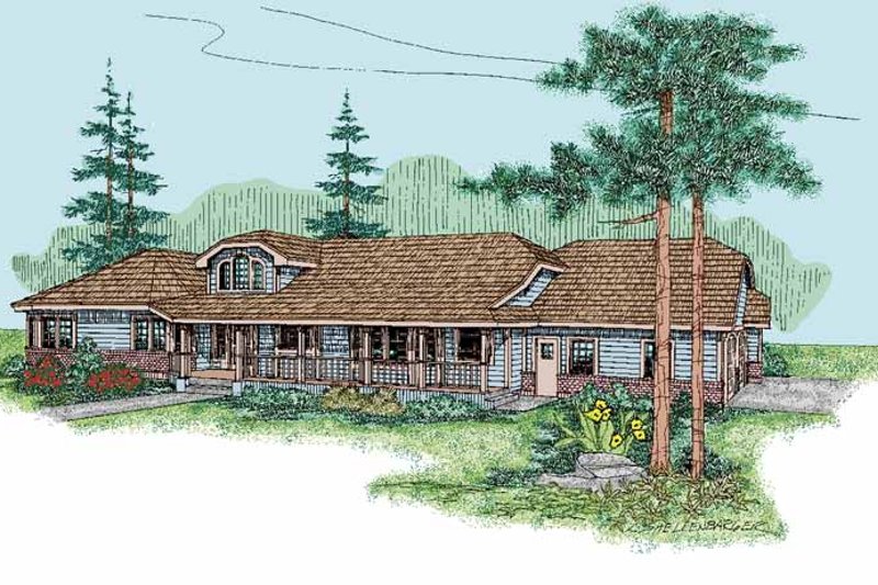 Architectural House Design - Country Exterior - Front Elevation Plan #60-829