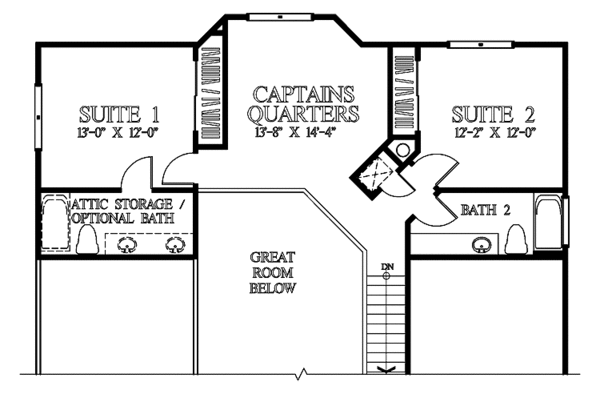 Home Plan - Traditional Floor Plan - Upper Floor Plan #1007-27