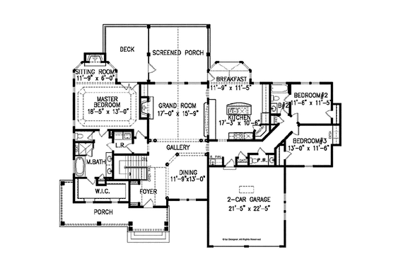 Floor Plan - Main Floor for Country House Plan #54-367 - 3 bed, 2.5 bath