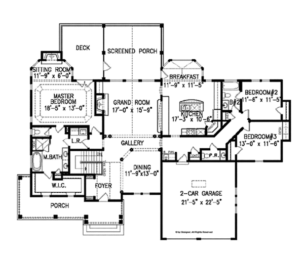 House Plan Design - Country Floor Plan - Main Floor Plan #54-367