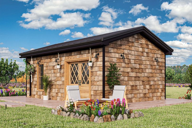 House Blueprint - Exterior - Front Elevation 4 for Cottage House Plan #1106-197 - 1 bed, 1 bath