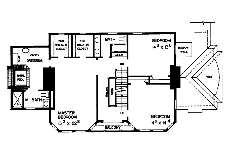 House Blueprint - Floor Plan - Upper Floor for Victorian House Plan #72-891 - 5 bed, 3.5 bath