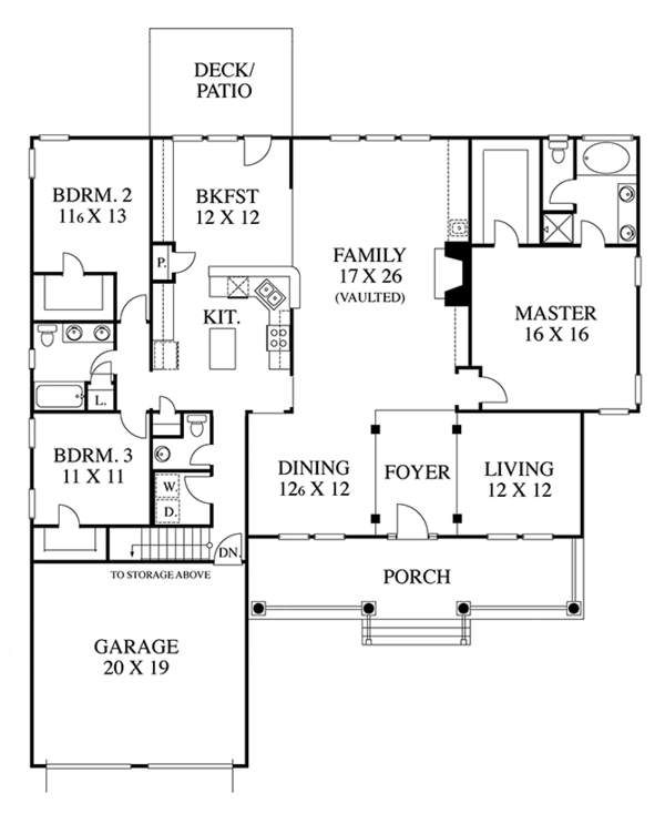 Home Plan - Colonial Floor Plan - Main Floor Plan #1053-68