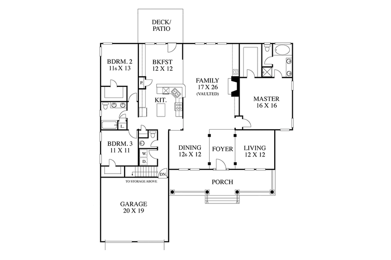Dream House Plan - Floor Plan - Main Floor for Colonial House Plan #1053-68 - 3 bed, 2.5 bath