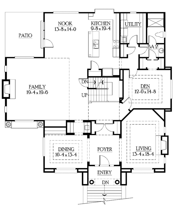 House Blueprint - European Floor Plan - Main Floor Plan #132-453