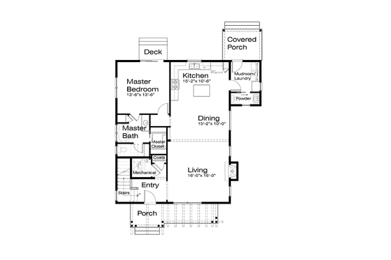 Floor Plan - Main Floor for Craftsman House Plan #895-73 - 3 bed, 2.5 bath
