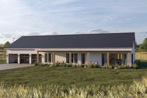 Barndominium Exterior - Front Elevation Plan #455-329