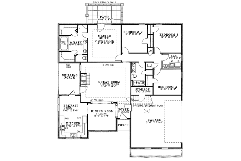 Dream House Plan - Floor Plan - Main Floor for Ranch House Plan #17-2963 - 4 bed, 2 bath