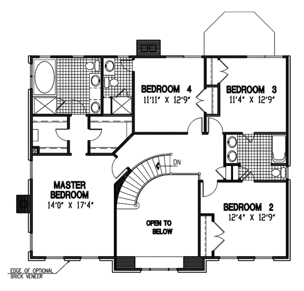 House Plan Design - Colonial Floor Plan - Upper Floor Plan #953-58