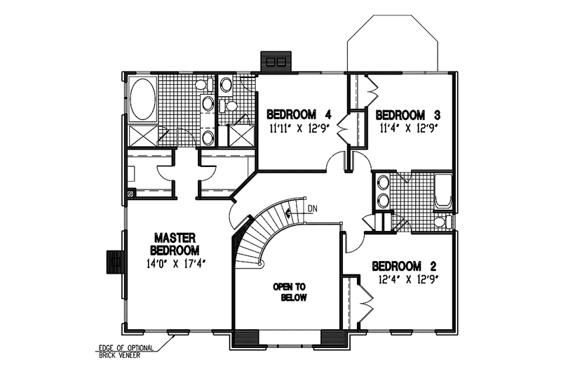 Home Plan - Floor Plan - Upper Floor for Colonial House Plan #953-58 - 4 bed, 3.5 bath