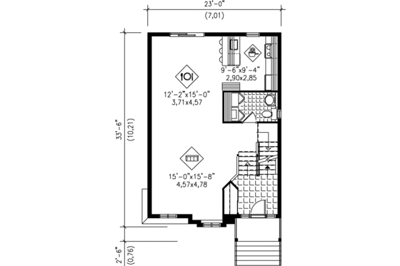 Floor Plan - Main Floor for Victorian House Plan #25-2030 - 3 bed, 1.5 bath