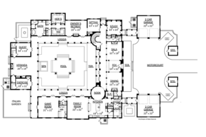 Floor Plan - Main Floor for Mediterranean House Plan #1058-11 - 5 bed, 5 bath