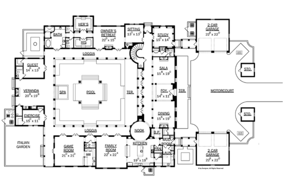 Mediterranean Floor Plan - Main Floor Plan #1058-11