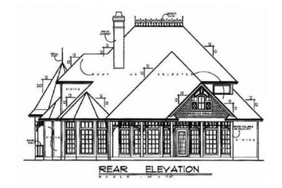 Exterior - Rear Elevation for Victorian House Plan #40-221 - 4 bed, 3.5 bath