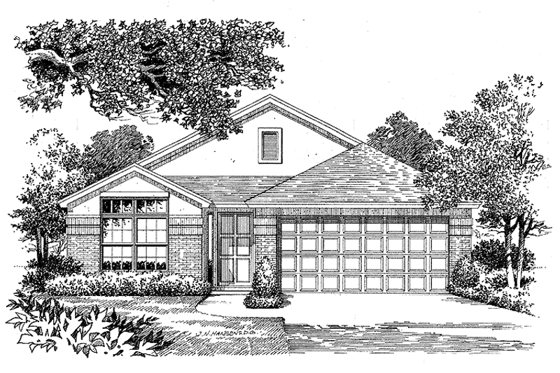 Architectural House Design - Exterior - Front Elevation 3 for Ranch House Plan #999-39 - 3 bed, 2 bath