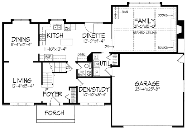 Architectural House Design - Tudor Floor Plan - Main Floor Plan #51-832
