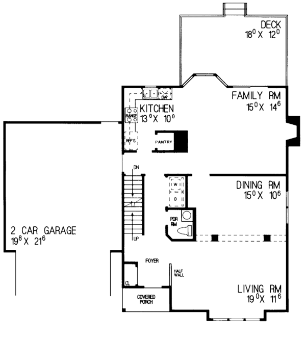 Architectural House Design - Colonial Floor Plan - Main Floor Plan #72-1040